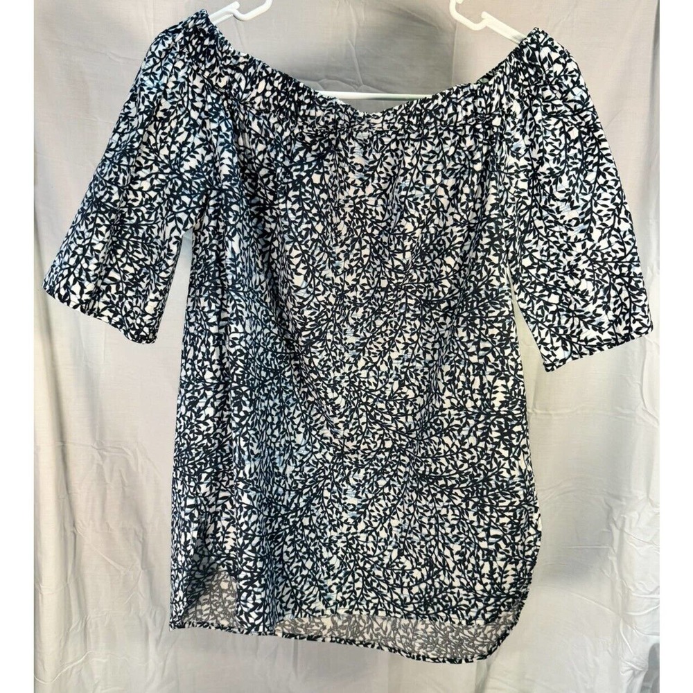 Michael Kors Xs Cotton Navy And White Off The‎ Shoulder